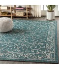 SANTA MONICA Area Rug Charleston Vintage Filigree Textured Weave Teal/Gray 9 ft. x 12 ft. Indoor/Outdoor Area Rug