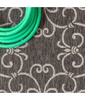 Charleston Vintage Filigree Textured Weave Black/Gray 5 ft. x 8 ft. Indoor/Outdoor Area Rug