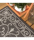 Charleston Vintage Filigree Textured Weave Black/Gray 5 ft. x 8 ft. Indoor/Outdoor Area Rug
