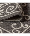 SANTA MONICA Area Rug Charleston Vintage Filigree Textured Weave Black/Gray 2 ft. x 8 ft. Indoor/Outdoor Runner Rug