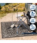SANTA MONICA Area Rug Charleston Vintage Filigree Textured Weave Black/Gray 2 ft. x 8 ft. Indoor/Outdoor Runner Rug