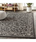 Charleston Vintage Filigree Textured Weave Black/Gray 5 ft. x 8 ft. Indoor/Outdoor Area Rug