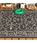 Charleston Vintage Filigree Textured Weave Black/Gray 5 ft. x 8 ft. Indoor/Outdoor Area Rug