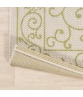 Charleston Vintage Filigree Textured Weave Cream/Green 5' Round Indoor/Outdoor Area Rug