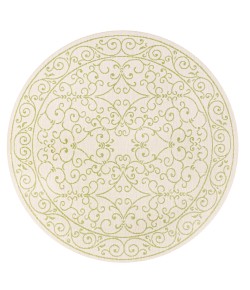 Jonathany Santa Monica SMB106I Cream/Green Area Rug 5 ft. 3 in. X 5 ft. 3 in. Round