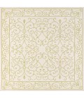 SANTA MONICA Area Rug Charleston Vintage Filigree Textured Weave Cream/Green 5' Square Indoor/Outdoor Area Rug