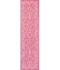 SANTA MONICA Area Rug Charleston Vintage Filigree Textured Weave Fuchsia/Light Gray 2 ft. x 8 ft. Indoor/Outdoor Runner Rug