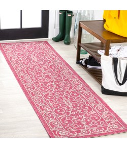 Jonathany Santa Monica SMB106J Fuchsia/Light Gray Area Rug 2 ft. 2 in. X 8 ft. Runner