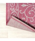 SANTA MONICA Area Rug Charleston Vintage Filigree Textured Weave Fuchsia/Light Gray 2 ft. x 8 ft. Indoor/Outdoor Runner Rug