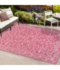 SANTA MONICA Area Rug Charleston Vintage Filigree Textured Weave Fuchsia/Light Gray 3 ft. x 5 ft. Indoor/Outdoor Area Rug