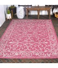 SANTA MONICA Area Rug Charleston Vintage Filigree Textured Weave Fuchsia/Light Gray 3 ft. x 5 ft. Indoor/Outdoor Area Rug