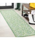 SANTA MONICA Area Rug Charleston Vintage Filigree Textured Weave Green/Ivory 2 ft. x 8 ft. Indoor/Outdoor Runner Rug
