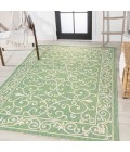 SANTA MONICA Area Rug Charleston Vintage Filigree Textured Weave Green/Ivory 4 ft. x 6 ft. Indoor/Outdoor Area Rug
