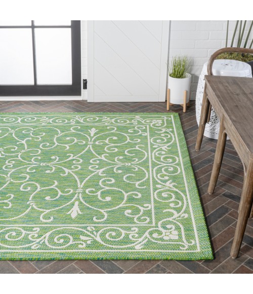 SANTA MONICA Area Rug Charleston Vintage Filigree Textured Weave Green/Ivory 4 ft. x 6 ft. Indoor/Outdoor Area Rug