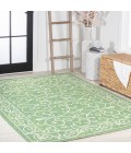 SANTA MONICA Area Rug Charleston Vintage Filigree Textured Weave Green/Ivory 4 ft. x 6 ft. Indoor/Outdoor Area Rug