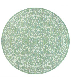Jonathany Santa Monica SMB106K Green/Ivory Area Rug 5 ft. 3 in. X 5 ft. 3 in. Round