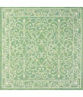 Charleston Vintage Filigree Textured Weave Green/Ivory 5' Square Indoor/Outdoor Area Rug