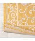 SANTA MONICA Area Rug Charleston Vintage Filigree Textured Weave Yellow/Cream 5' Square Indoor/Outdoor Area Rug