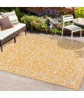 SANTA MONICA Area Rug Charleston Vintage Filigree Textured Weave Yellow/Cream 8 ft. x 10 ft. Indoor/Outdoor Area Rug