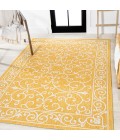SANTA MONICA Area Rug Charleston Vintage Filigree Textured Weave Yellow/Cream 8 ft. x 10 ft. Indoor/Outdoor Area Rug