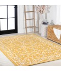 SANTA MONICA Area Rug Charleston Vintage Filigree Textured Weave Yellow/Cream 8 ft. x 10 ft. Indoor/Outdoor Area Rug