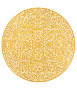 Jonathany Santa Monica SMB106L Yellow/Cream Area Rug 5 ft. 3 in. X 5 ft. 3 in. Round