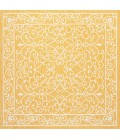 SANTA MONICA Area Rug Charleston Vintage Filigree Textured Weave Yellow/Cream 5' Square Indoor/Outdoor Area Rug