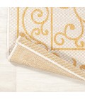 SANTA MONICA Area Rug Charleston Vintage Filigree Textured Weave Cream/Yellow 5' Square Indoor/Outdoor Area Rug