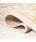 SANTA MONICA Area Rug Charleston Vintage Filigree Textured Weave Cream/Yellow 5' Square Indoor/Outdoor Area Rug