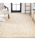 SANTA MONICA Area Rug Charleston Vintage Filigree Textured Weave Cream/Yellow 4 ft. x 6 ft. Indoor/Outdoor Area Rug