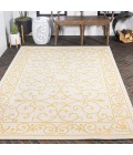 SANTA MONICA Area Rug Charleston Vintage Filigree Textured Weave Cream/Yellow 4 ft. x 6 ft. Indoor/Outdoor Area Rug