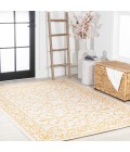 SANTA MONICA Area Rug Charleston Vintage Filigree Textured Weave Cream/Yellow 4 ft. x 6 ft. Indoor/Outdoor Area Rug