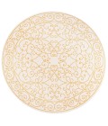 SANTA MONICA Area Rug Charleston Vintage Filigree Textured Weave Cream/Yellow 5' Round Indoor/Outdoor Area Rug