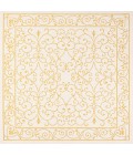 SANTA MONICA Area Rug Charleston Vintage Filigree Textured Weave Cream/Yellow 5' Square Indoor/Outdoor Area Rug