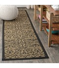 SANTA MONICA Area Rug Madrid Vintage Filigree Textured Weave Black/Khaki 2 ft. x 10 ft. Indoor/Outdoor Runner Rug