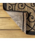 SANTA MONICA Area Rug Madrid Vintage Filigree Textured Weave Black/Khaki 5' Square Indoor/Outdoor Area Rug