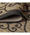 SANTA MONICA Area Rug Madrid Vintage Filigree Textured Weave Black/Khaki 5' Square Indoor/Outdoor Area Rug