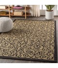 SANTA MONICA Area Rug Madrid Vintage Filigree Textured Weave Black/Khaki 9 ft. x 12 ft. Indoor/Outdoor Area Rug