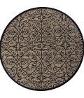 SANTA MONICA Area Rug Madrid Vintage Filigree Textured Weave Black/Khaki 6' Round Indoor/Outdoor Area Rug