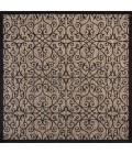 SANTA MONICA Area Rug Madrid Vintage Filigree Textured Weave Black/Khaki 5' Square Indoor/Outdoor Area Rug