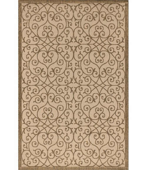 Madrid Vintage Filigree Textured Weave Beige/Brown 9 ft. x 12 ft. Indoor/Outdoor Area Rug