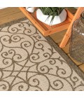 Madrid Vintage Filigree Textured Weave Beige/Brown 9 ft. x 12 ft. Indoor/Outdoor Area Rug