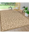 Madrid Vintage Filigree Textured Weave Beige/Brown 9 ft. x 12 ft. Indoor/Outdoor Area Rug