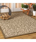 Madrid Vintage Filigree Textured Weave Beige/Brown 9 ft. x 12 ft. Indoor/Outdoor Area Rug