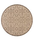Madrid Vintage Filigree Textured Weave Beige/Brown 5' Round Indoor/Outdoor Area Rug