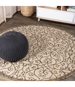 Jonathany Santa Monica SMB107B Beige/Brown Area Rug 5 ft. 3 in. X 5 ft. 3 in. Round
