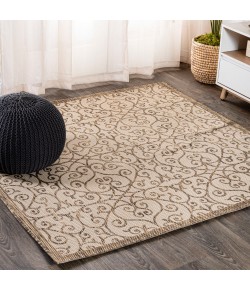 Jonathany Santa Monica SMB107B Beige/Brown Area Rug 5 ft. 3 in. X 5 ft. 3 in. Square