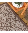 SANTA MONICA Area Rug Madrid Vintage Filigree Textured Weave Taupe/Espresso 3 ft. x 5 ft. Indoor/Outdoor Area Rug