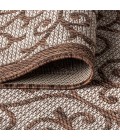 SANTA MONICA Area Rug Madrid Vintage Filigree Textured Weave Taupe/Espresso 2 ft. x 10 ft. Indoor/Outdoor Runner Rug