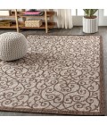 SANTA MONICA Area Rug Madrid Vintage Filigree Textured Weave Taupe/Espresso 3 ft. x 5 ft. Indoor/Outdoor Area Rug